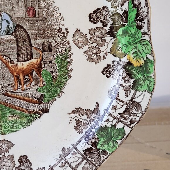 SPODE COPELAND SPODE'S BYRON SANDWICH PLATE IRONSTONE PLATTER BROWN +WHITE GUC - Picture 5 of 9